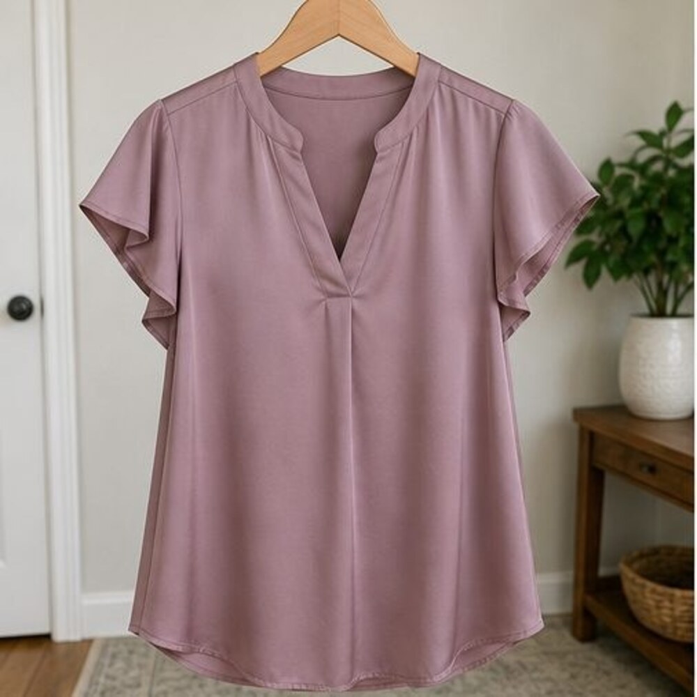 Mauve V Neck Top